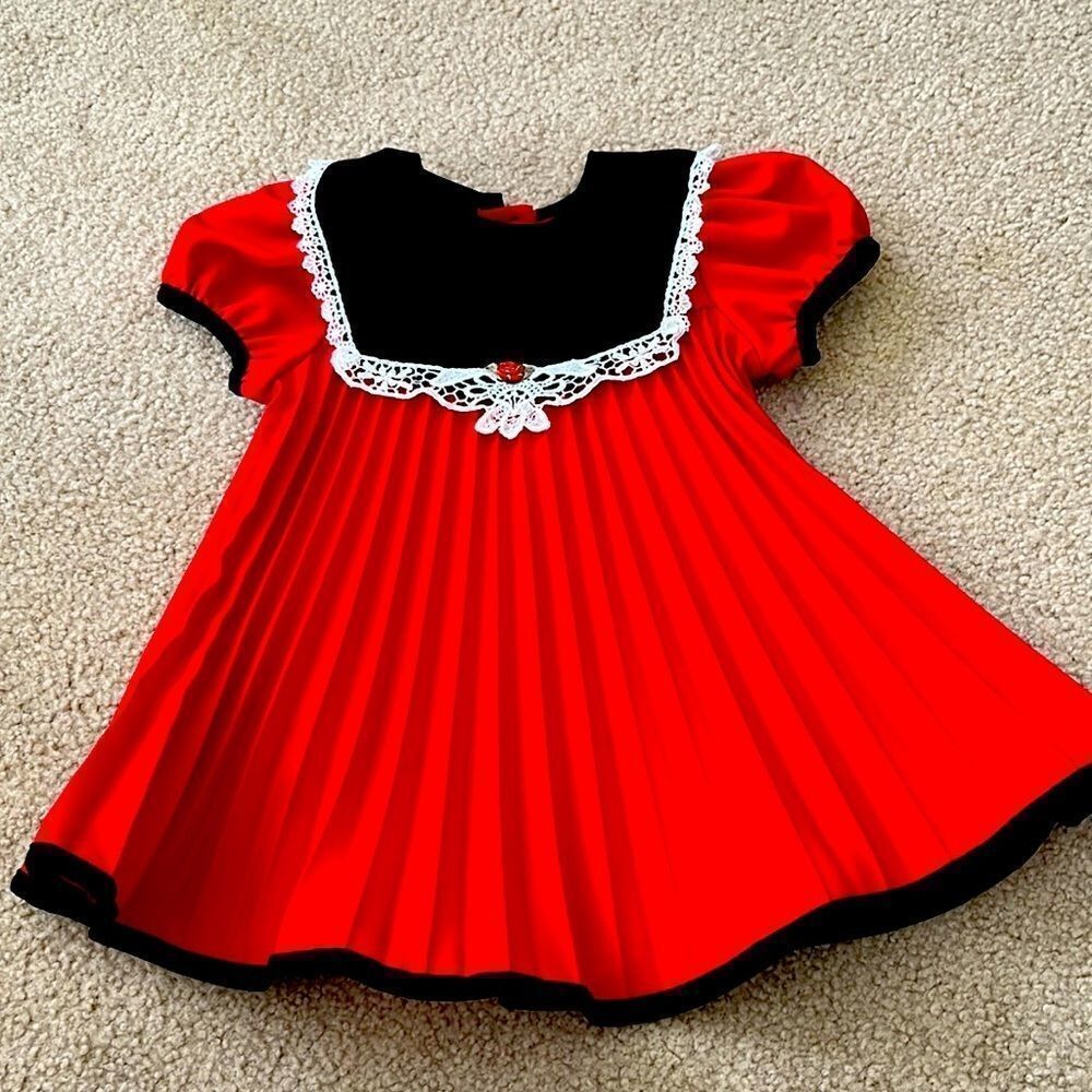Youngland Red, White and Black Accordion Formal Toddler Dress- 24 months